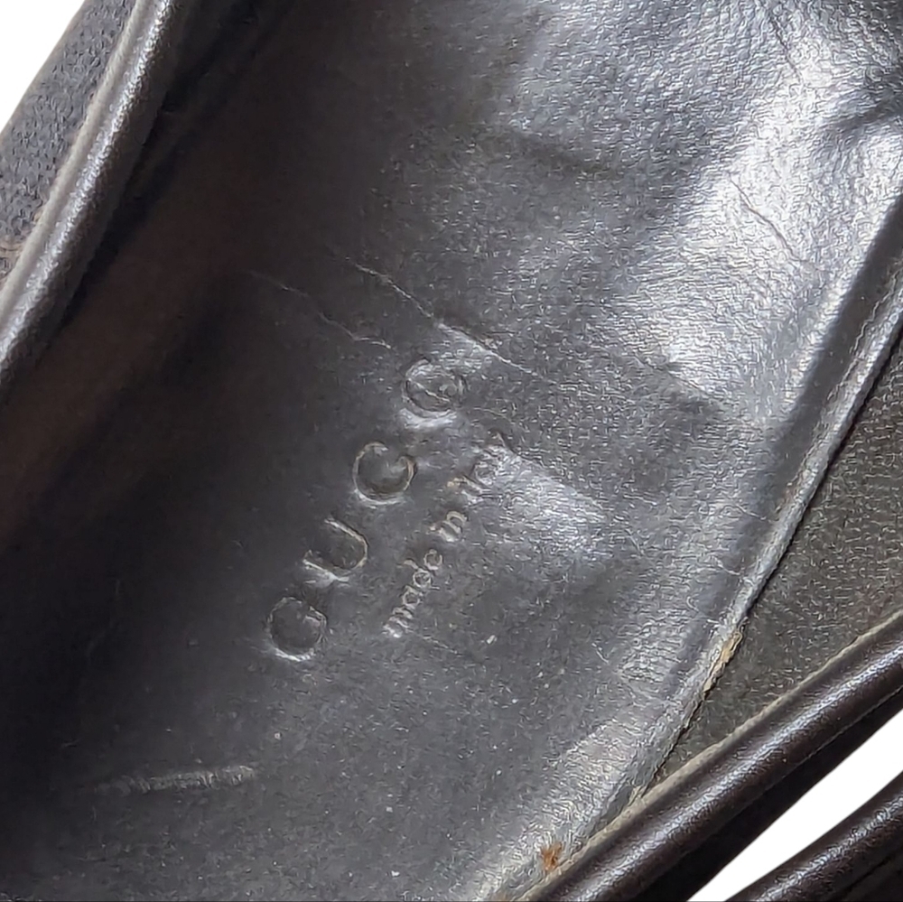 Gucci Black/Brown GG Monogram Web Denim & Leather Vintage Loafer Size 9.5 - Picture 12 of 15